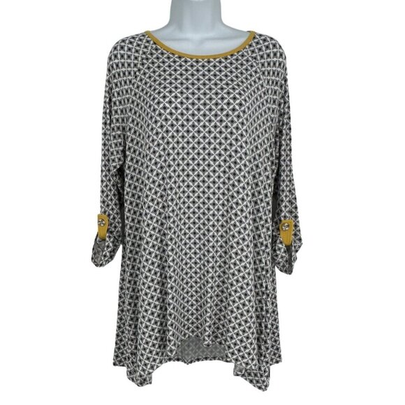 Matilda Jane MAKE BELIEVE STARSTRUCK Roll Tab Sleeve Top Women Size L - Picture 5 of 11